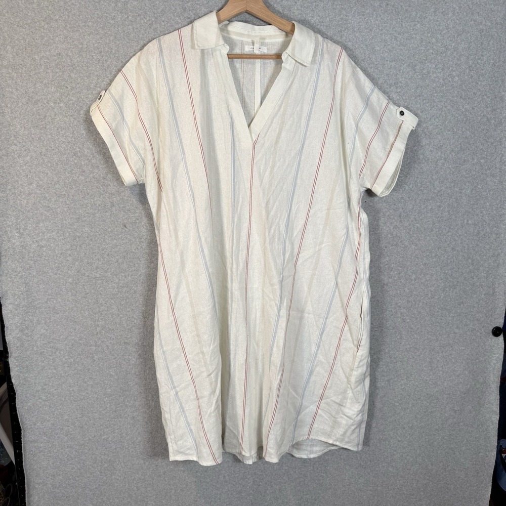 Maurice's Tunic Dress Womens XL Linen White Striped‎ Beach